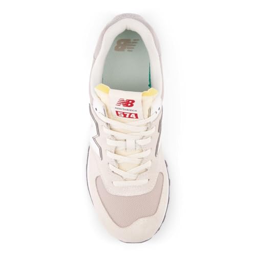 Image of New Balance Unisex 574 V2 70s Racing Sneaker,Sea Salt /Nb 102 White,Men 5.5 / Women 7