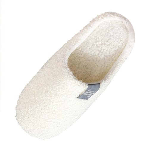Genérico Pantuflas de casa cálidas y ligeras con de peluche para hombre y mujer, ideales para el y el uso diario. (White, 38)
