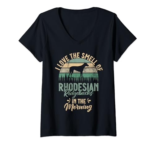 Me encanta la venta de Rhodesian Ridgebacks en Morning Ridgeback Camiseta Cuello V