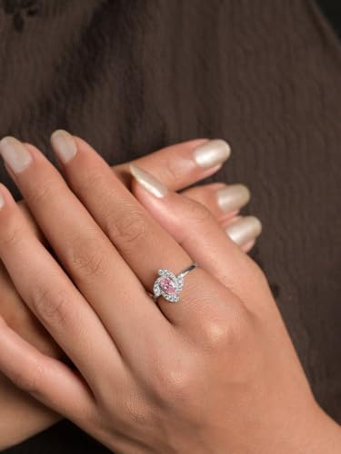 Image of Clara 925 Sterling Silver Minimal Daily Wear Adjustable Ring for Women | Gift for Birthday Anniversary | Rakhi Rakshabandhan Gift for Sister Bhabhi |Platinum Plated | Swiss Zirconia