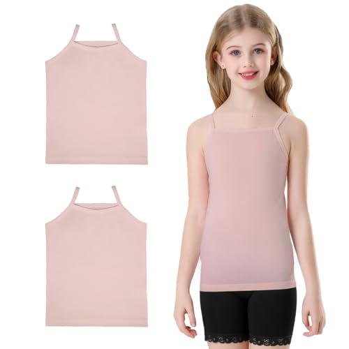 Phedrew Girls' Cotton Undershirts Stretch Sleeveless Camisole Basic Tank Top