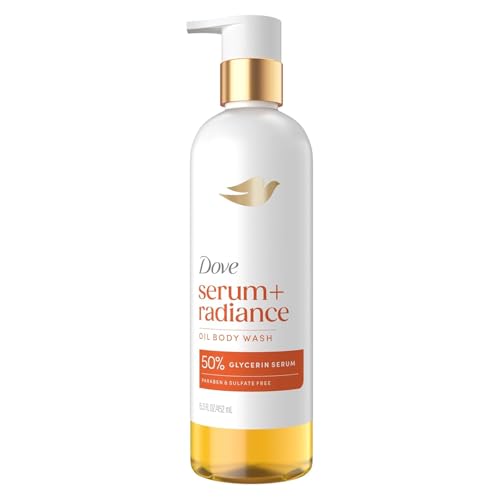 Dove Serum+ Shower Oil Body Wash Radiance Jojoba & Monoi Flower 15.3 fl oz I Hydrating shower oil body wash with glycerin serum for soft radiant skin without greasy residue.