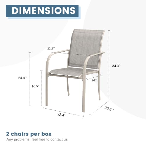 Image of DIFY Patio Dining Chairs Set of 4, Stackable Outdoor Metal Chairs for Garden, Porch and Lawn, Sandshell