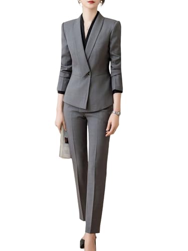 Women's Formal Work Pants Suits Office Ladies Business Slim Blazer Pencil Pants Two Piece Sets Outfits