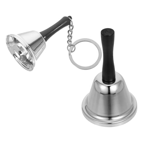 EPIGEIST 2pezzi Campanella di Servizio in Acciaio Inox Portatile Campanello per Cena Campanello da Tavolo per Ristorante Cucina Bancone Argento
