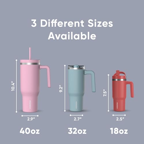 Image of Hydrapeak Voyager 40 oz Tumbler With Handle and Straw Lid | Stainless Steel Insulated Tumblers | Travel Mug for Hot and Cold Beverages, Thermos Travel Coffee Mug (Iceberg)