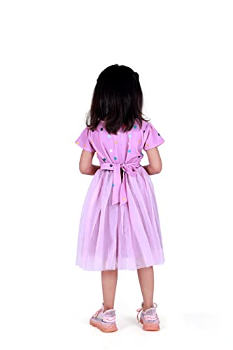 Image of TAGAS Baby-Girl's Valantino & Net Fit and Flare Standard Length Dress (KD-405-PINK-7 Pink 7 8 Years)