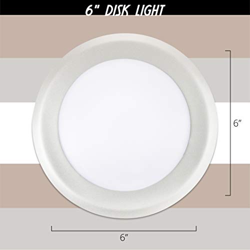 Sleeklighting 6 Inches Dimmable Led Disk Light (2 Pack) White Round Flush Mount Recessed Retrofit - 15W, 3000K, 1050Lm - For Home, Hotel, Office - Surface Mount Slim Ceiling Lighting Fixture #TOP2