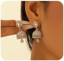 Indian Bollywood Bell Earrings Bridal Gold Jhumki Chandelier Earr...