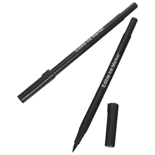Ciieeo Stylo Marqueur Comestible À Double Pointe 2 Pièces Stylo Alimentaire Noir pour Décoration De Gâteaux Biscuits Pâtisseries Cuisine Créative