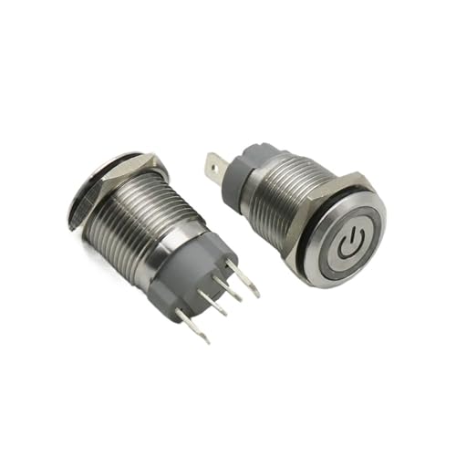Interrupteur bouton-poussoir 16mm 15A à loquet jaune LED 3V - 4