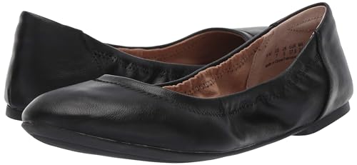 Amazon Essentials Belice Ballerinas für Damen, schwarzes Kunstleder, 40.5 EU Weit