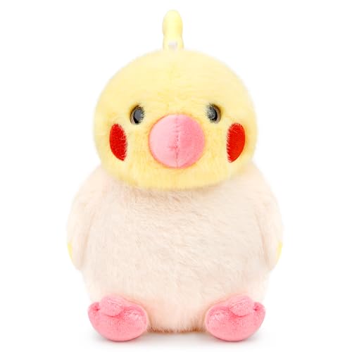 RLOMUTE Peluche pájaro Colgante de bolso animal Loro Juguete Desmontable Agitar para hacer un sonido suave y lindo para fiesta dormitorio coche decoración del hogar regalo para niños - Cacatúa ninfa