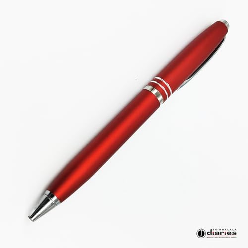 Image of Jhingalala A5 Leather Cover Hardbound Undated Journal Notebook with Pen Combo Gift | 80 GSM Premium Non-Bleeding Paper | Diary with Pen | Ideal Corporate, Diwali & New Year Gift (Red)