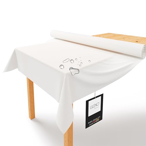 LILENO HOME Tischdeckenrolle 1,10 x 25 m - Tischdecke Weiß aus Vlies - Stoffähnlich, abwaschbare Tischdecke als Rolle, Meterware Tischtuchrolle - Einweg Papiertischdecke Rolle Alternative
