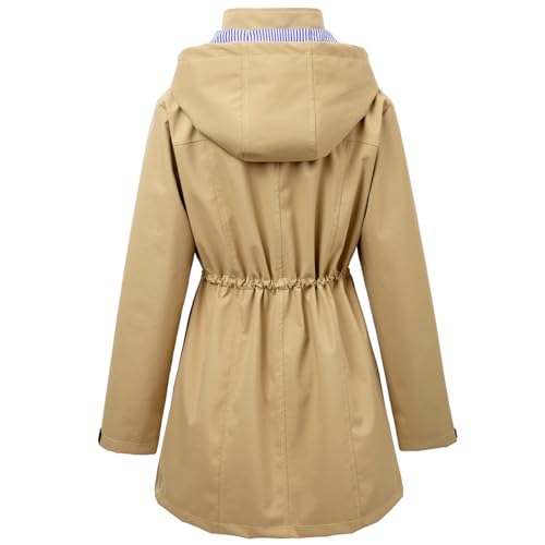 Long Rain Jacket Waterproof Rain Coat with Hood Outdoor Raincoat Windbreaker for Women2