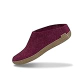 Glerups Hausschuhe Herren und Damen (Größe 43) | Komfortable Filzpantoffeln mit Weicher Sohle aus Leder | Praktische Pantoffeln Damen & Herren | Hausschuh Wolle | Comfortable Slippers Women & Men