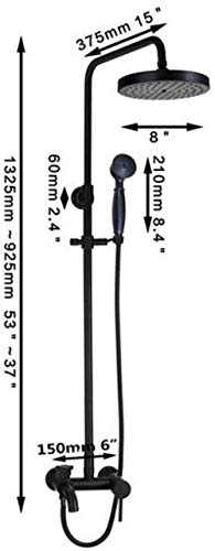 Robinets de douche à main et colonne noire avec mitigeur de douche