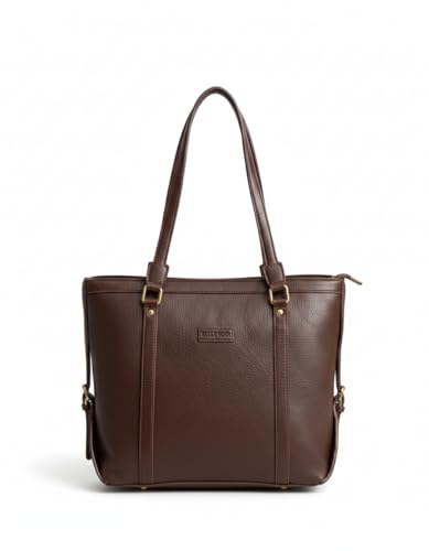 Image of BAGGIT Brown Tote Bag, Textured Faux Leather, Shoulder Handbag with Zip Closure, Gold Hardware