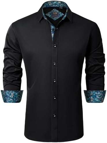 J.VER Herren Hemd Regular Fit Langarm Herrenhemden Friezeit Businesshemd | Button Down, Stretch, Bügelleicht Knitterfrei, blickdicht, Formell, anzug hemd, elastiscer Muster, dress