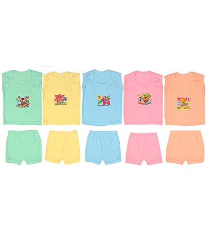 Bliss Park Boost Baby Infant's Solid Multicolor Sleeveless Combo Set (Pack of 5)