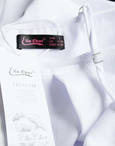 Eliacher Women's Deep V Neck Adjustable Spaghetti Straps Summer Dress Sleeveless Sexy Backless Party Dresses With Pockets (0-2,Us) White X-Small #TOP1