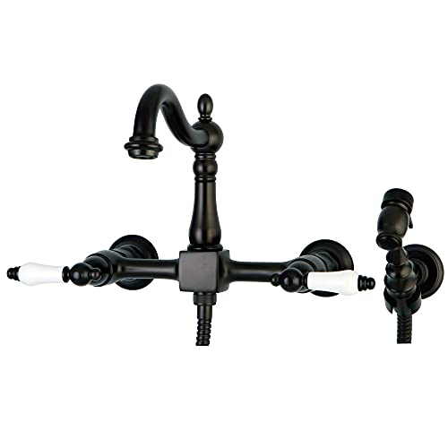 Get Discount 70% Price Kingston Brass KS1265PLBS Heritage Bridge Kitchen Faucet, Oil Rubbed Bronze