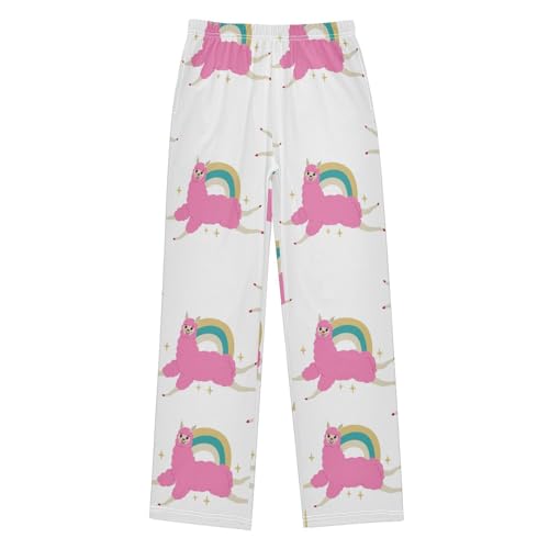 Llama Rainbow Boys Pants Boys Athletic Pants Long Pant for Boywith Pockets Wide-Leg Size 6-14Y