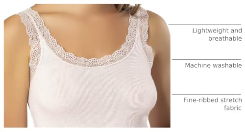 Image of VAVONNE Lace Camisole Tank Tops for Women, Soft Stretch Ribbed Cotton Cami