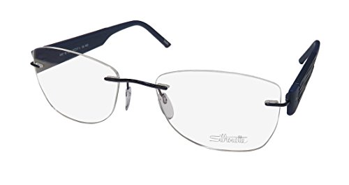 Silhouette 4447 Womens/Ladies Designer Rimless Titanium Eyeglasses/Eyewear (52-17-130, Navy)