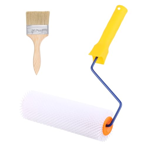 Ventilation roller 22 cm for levelling compound (13 mm) - smooth surfaces when laying floors + wooden handle brush