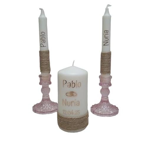 Ritual de la Luz para Boda Personalizado – Velón Central y 2 Velas de Candelabro con Nombres – Incluye 2 Candelabros de Cristal – Ceremonia de Unión Matrimonial | Ya disponible en tu tienda friki favorita! En mundofriki.es!