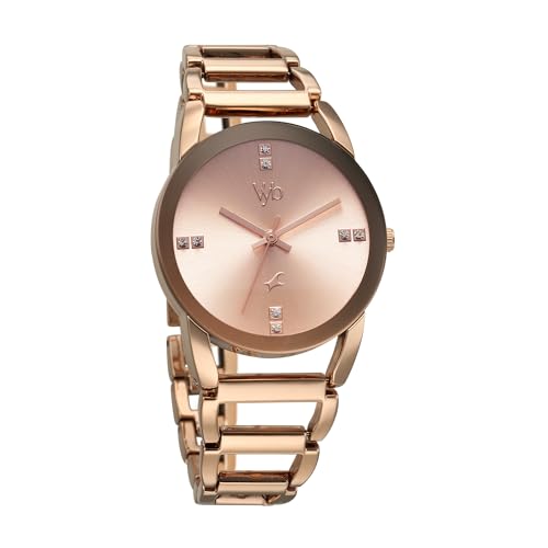 Image of Fastrack Vyb Striker Quartz Analog Rose Gold Dial Watch for Women