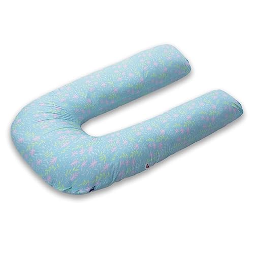 Image of COOZLY U Shaped Pregnancy Pillow | Maternity Pillow | 100% Cotton Removable Covers| Premium PregnoCare Fibres (U Super Premium, GreenFlora)