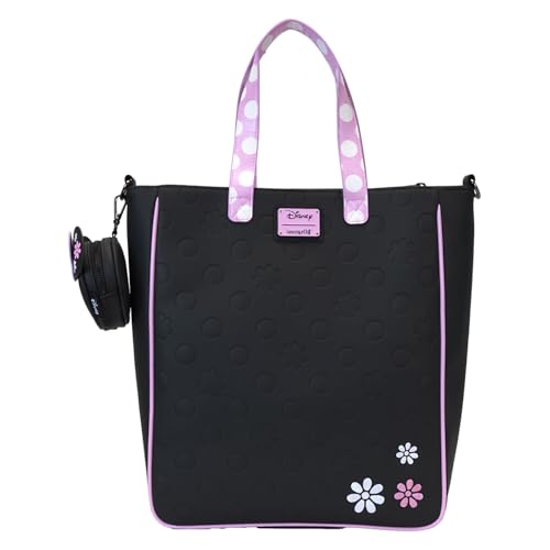 Image of Loungefly Disney Minnie Floral Rock The Dots Tote Bag with Coin Bag