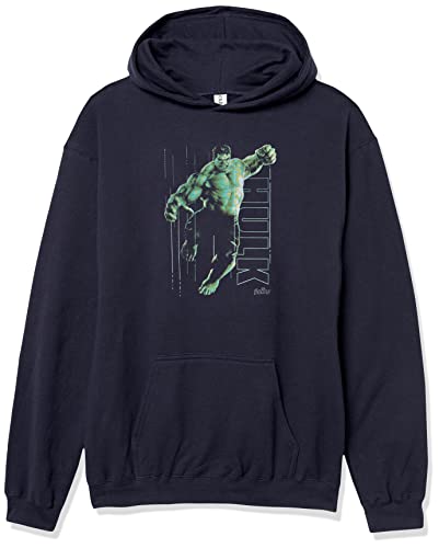 Sweat à capuche garçon Hulk Marvel pull bleu marine chiné enfant