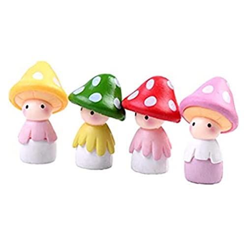 NIDONE Décoration Artisanale de Jardin de fées en résine Mini GNOME Figurines de Champignons Miniatures Accessoires de Jardin de fées Décorations pour Maison de poupées 4pcs