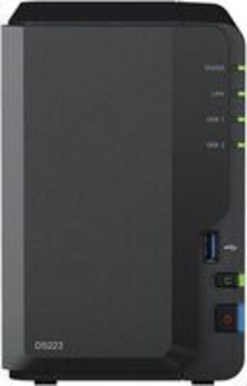 Synology DS223 - Discstation NAS a 2 bay (Realtek RTD1619B quad-core da 2 GB Ram 1 porta LAN RJ-45 1 GbE) da 4 TB con 2 dischi rigidi da 2 TB