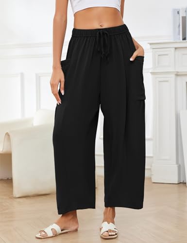 Flygo Women's Wide Leg Pants Summer Casual Loose Fit Beach Palazzo Harem Pants with Pockets2