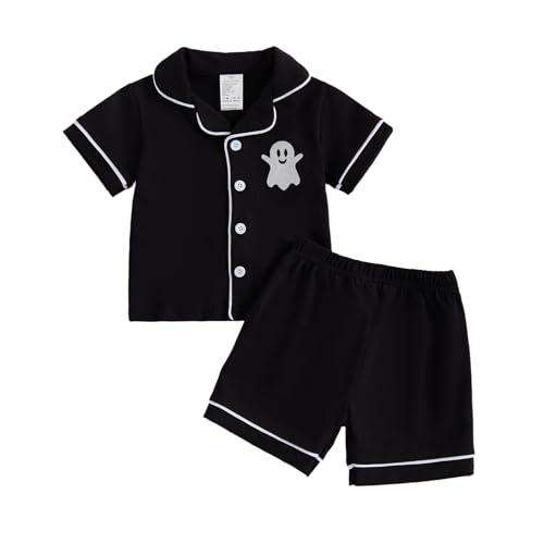 Balaflyie Toddler Baby Pajama Set Boy Girl Button Down Sleepwear Short Sleeve Shirt&Shorts Cotton Jammies Kids Lounge Sets