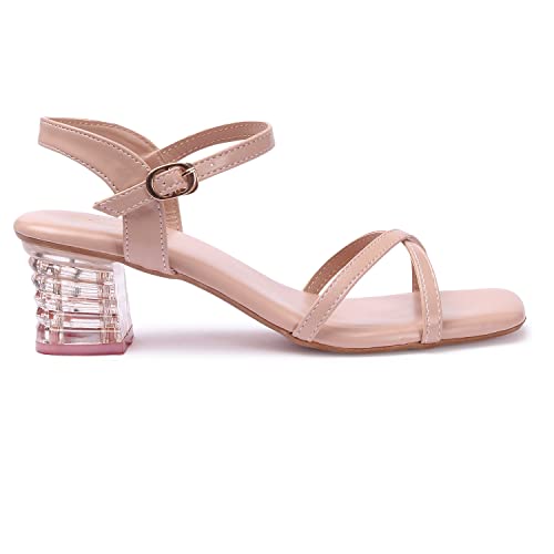 Image of Longwalk Women's Cross Strap Sandal, Transparent Heel Sandal for Girl's