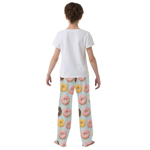 Donut Cake Long Pajama Pants Elastic Waist PJ Bottoms with Pockets S A1115544