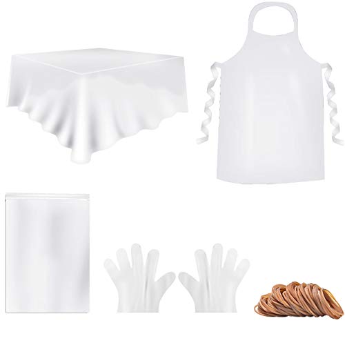 Cizen DIY Tie Dye Kit, camisas y batik Set pintura accesorios para niños adultos, incluye delantales desechables, mantel, guantes, cintas de goma y bolsillos sellados