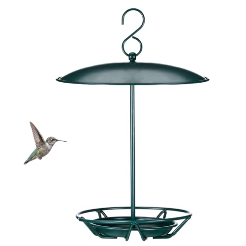 Otoolling 1 Pack Cylinder Bird Feeder Outdoor Seed Cake Feeder Hanging Metal Suet Cake Holder Backyard Wild Bird Feeding Feeders for Outdoors Garden(Dark Green)