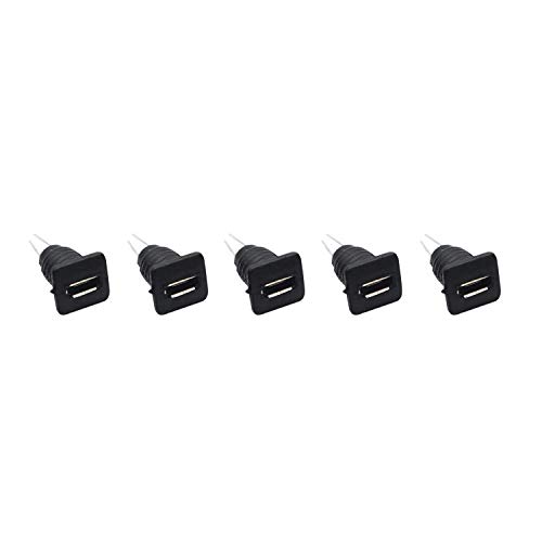 Image of Pack of 5 Panel Mounting Mini Micro USB black