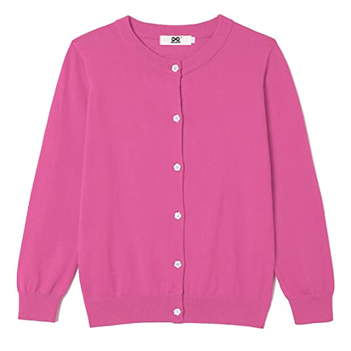 Image of Girls' Cardigan Sweater [Cute Petal Buttons] Cotton Long Sleeve Crewneck Uniform Sweater for 5-14 Years Girls