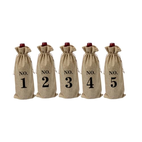Bolsas para botellas de vino reutilizables y duraderas de lino caqui con estilo europeo