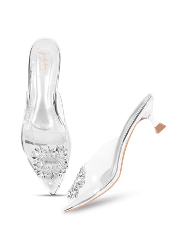Image of JM LOOKS Comfortable and Stylish Kitten Heels Transparent Upper Sandals For women and Girls