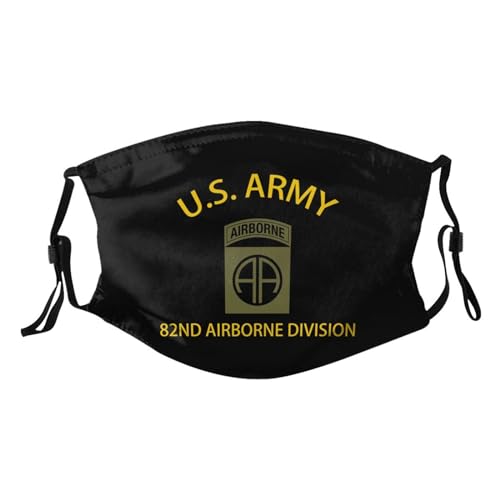 Rqwaaed US Army 82nd Airborne Division Veteran Face Mask Washable Reusable Adults Breathable With 2 Filters