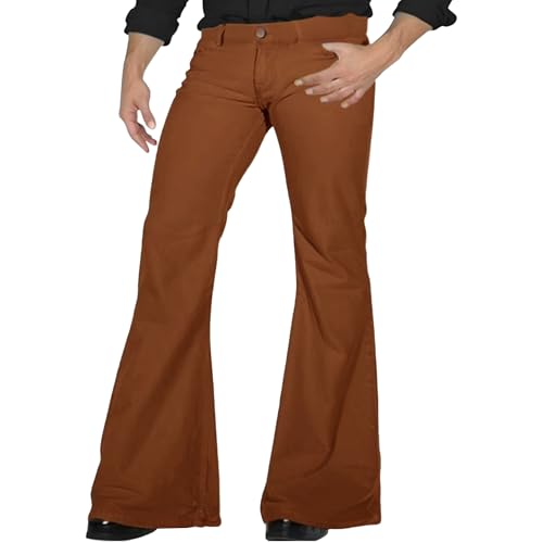 70s Disco Pants for Men Relaxed Fit Bell Bottom Jeans Pants Classic Vintage Stretch Slim Fit Flared Denim Jeans
